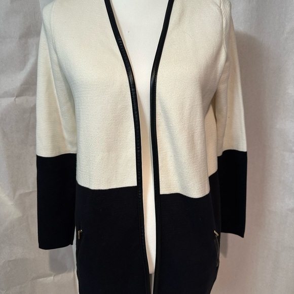 Charter Club Black and White Open Cardigan - Picture 2 of 7